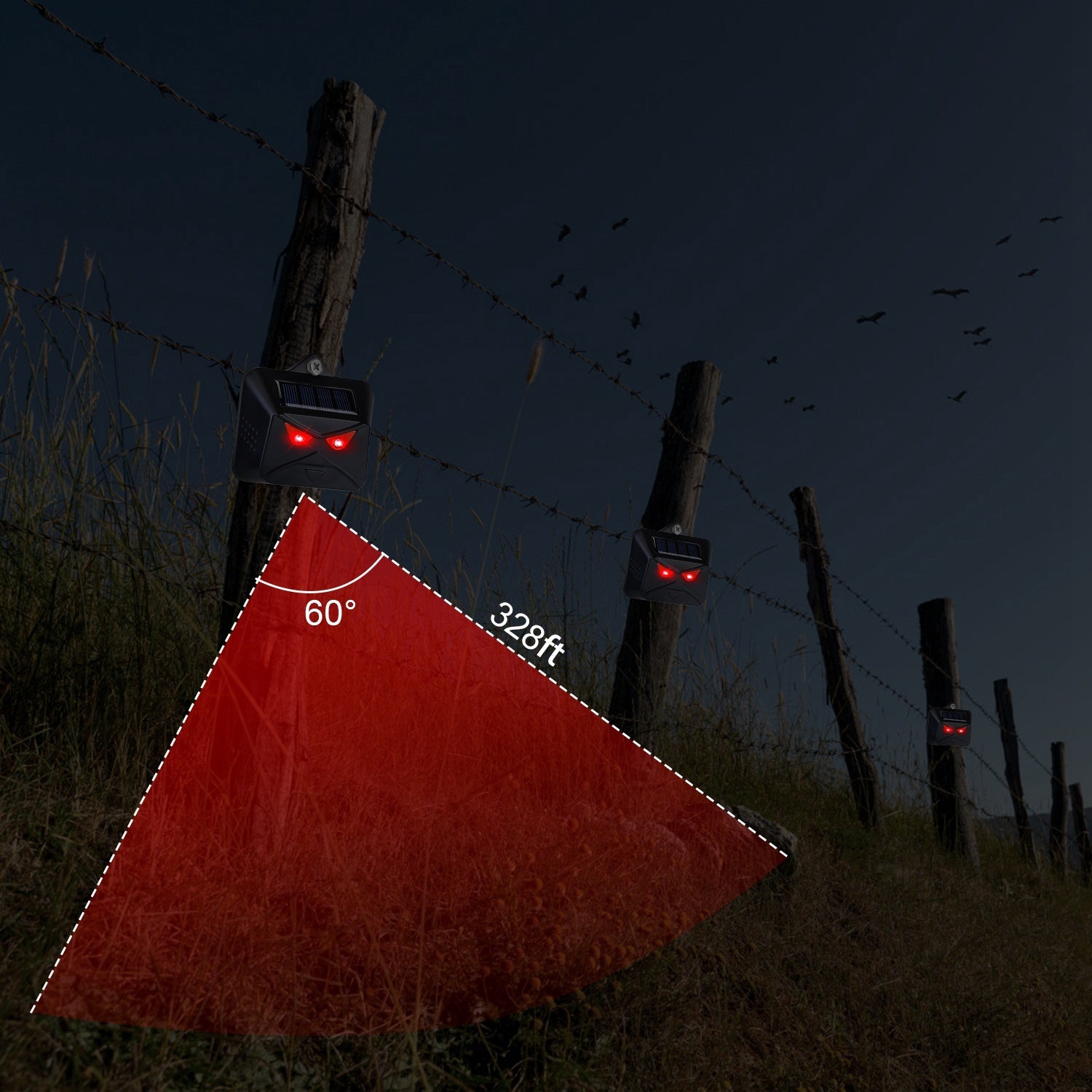 4Pcs Solar Animal Control Light Coyote Deterrent Deer Bird Repeller Lamp Animal Repellent For Garden Farm